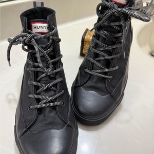 Hunter Black Lace-Up Waterproof Winter Boots
